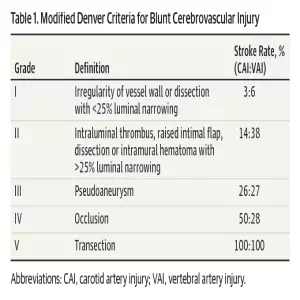 Modified Devner Criteria for Blunt Cerebrovascular Injury